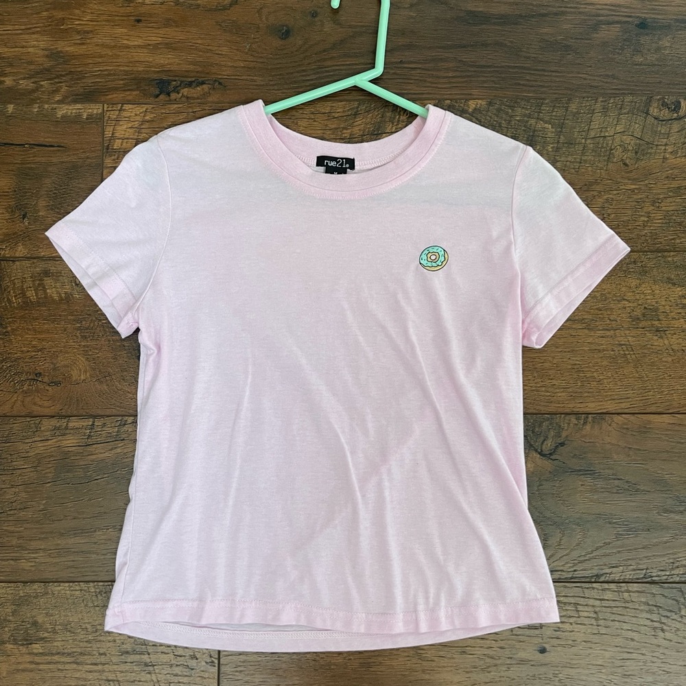 Baby Pink Donut Embroidered T-Shirt